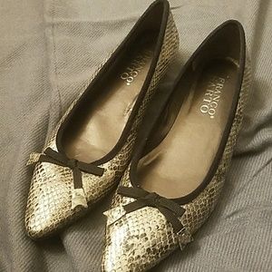 Franco Sarto leather snake skin flats EUC